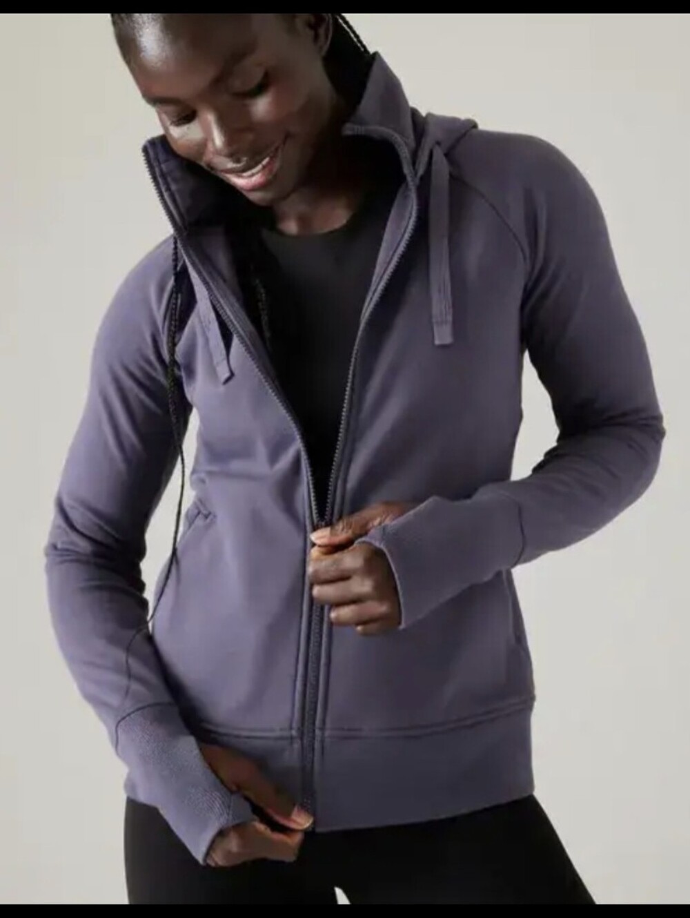 Athleta Triumph Athletic Gym Hoodie purple thumbholes